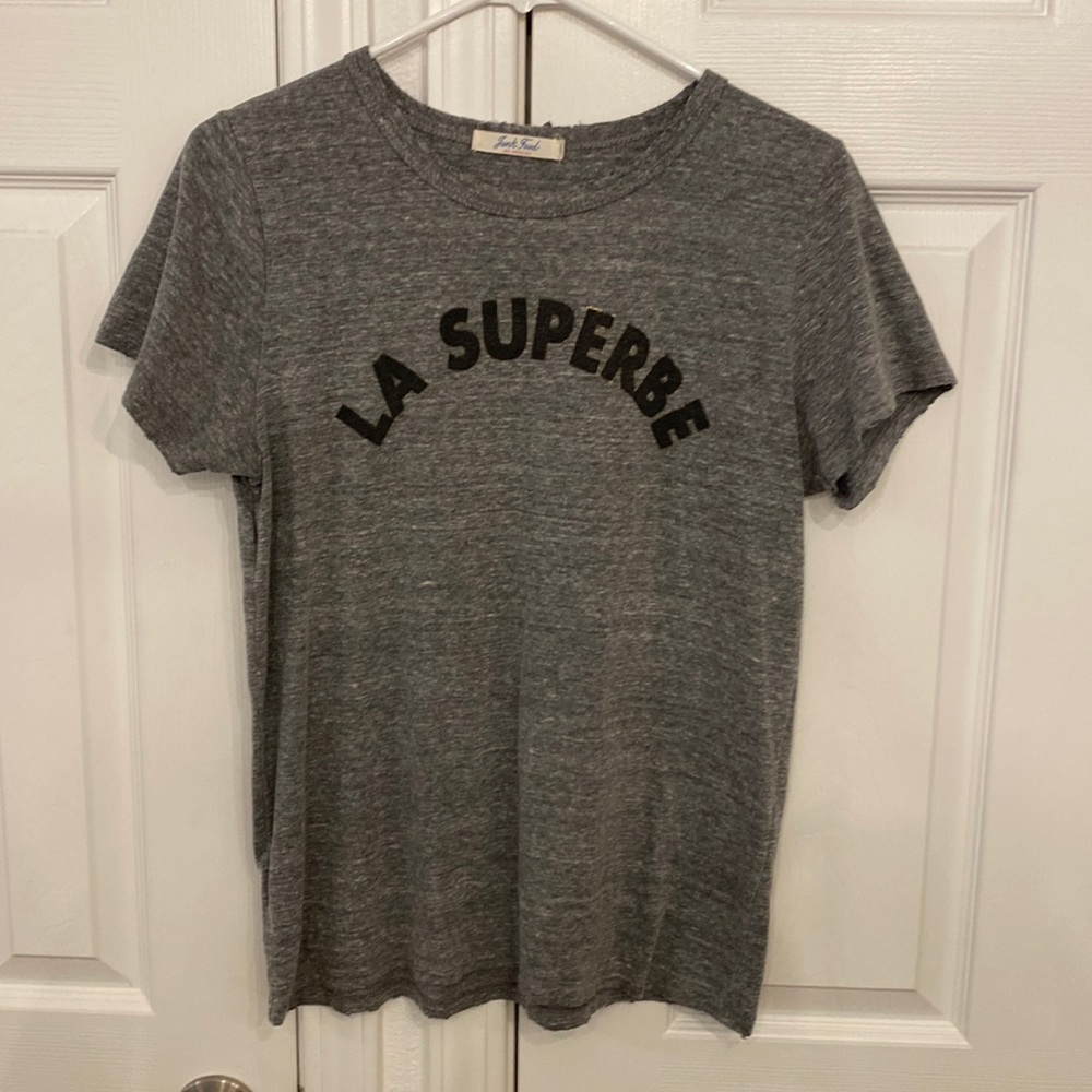 ANTHROPOLOGIE Francophile Graphic La Superbe Tee Sz L
